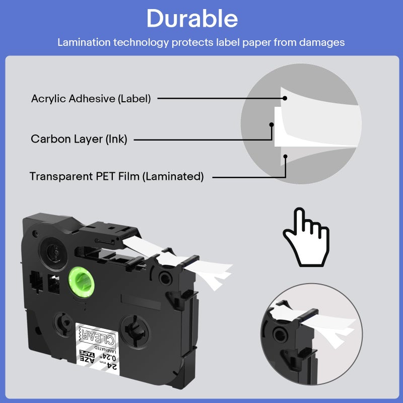 GREENCYCLE Compatible Label Tape Replacement for Brother Ptouch TZe Label Maker Tape TZe-155 TZ-155 24mm 0.94 Inch White on Clear Label Tape  Compatible with Brother D600 P700 P750W  2-Pack - Image 5